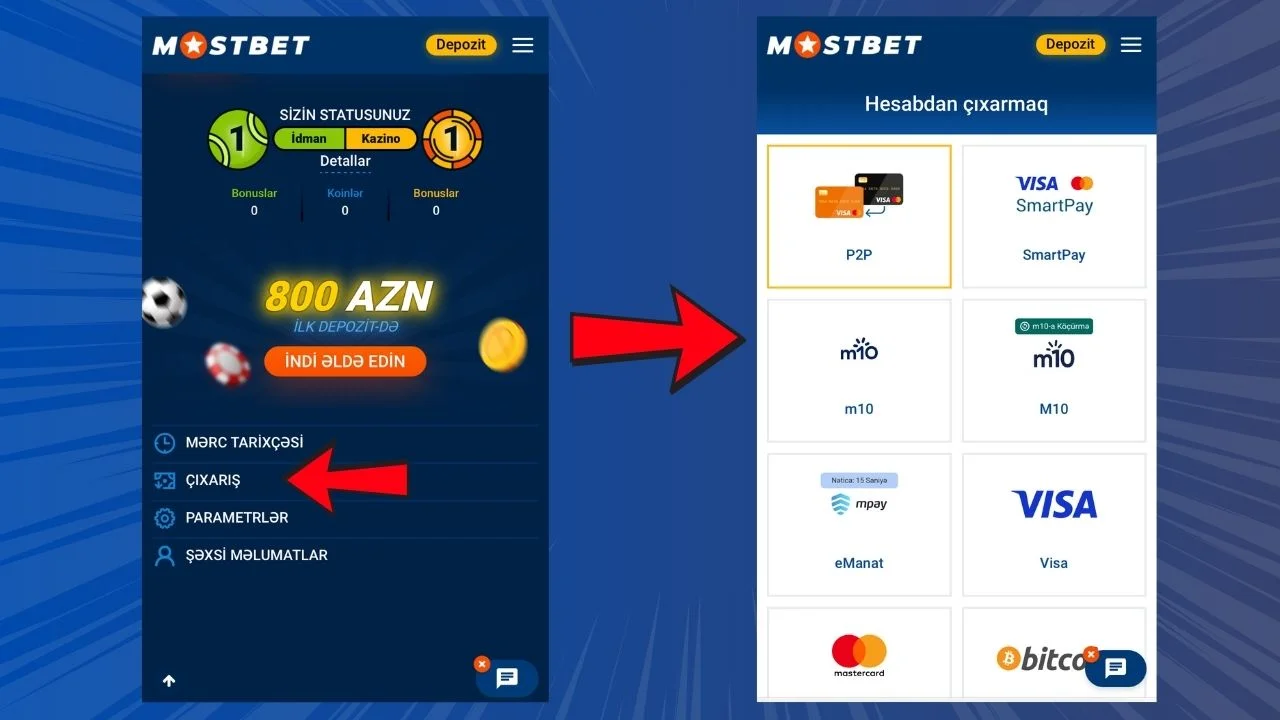 Mostbet çıxarış ekranı – təlimat